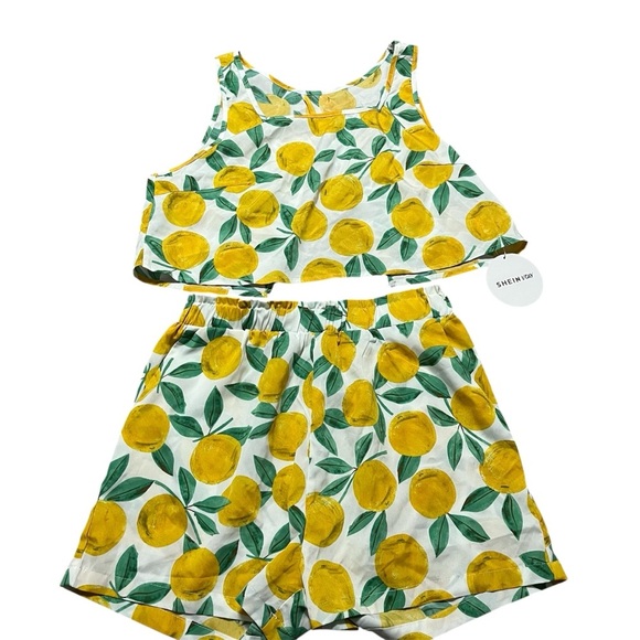 NWT SHEIN Vacay Citrus Print Sleeveless Set Size Large Beach Summer Vacation - Picture 1 of 8